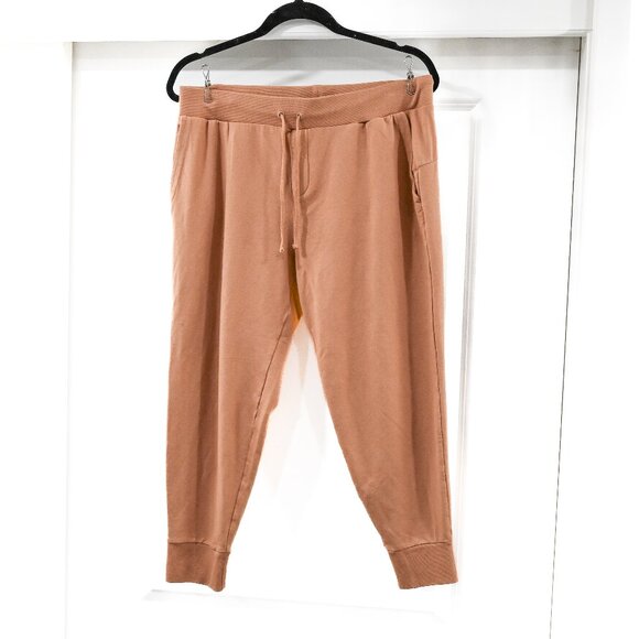 Cuyana Large Tan Terry Pima Cotton Joggers Cropped - Picture 1 of 7